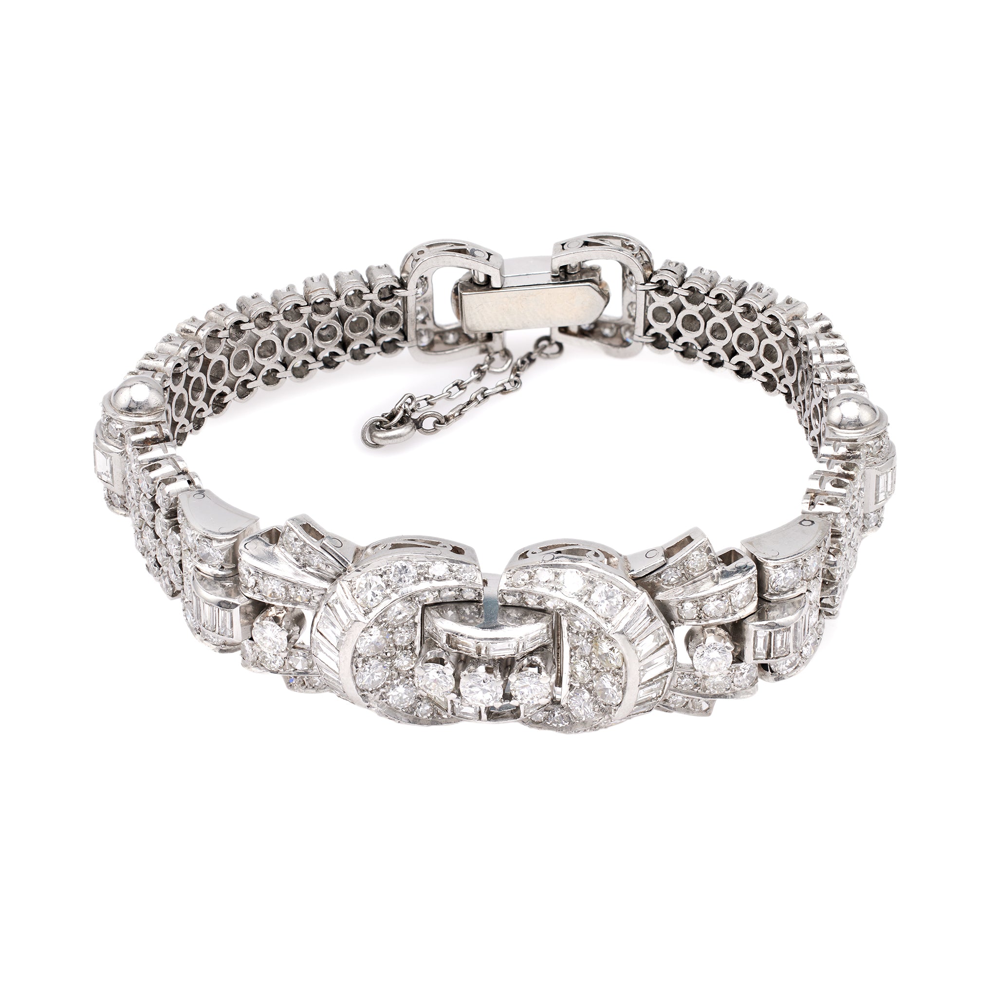 Mid-Century 18.60 Carat Total Weight Diamond Platinum Bracelet Bracelets Jack Weir & Sons   