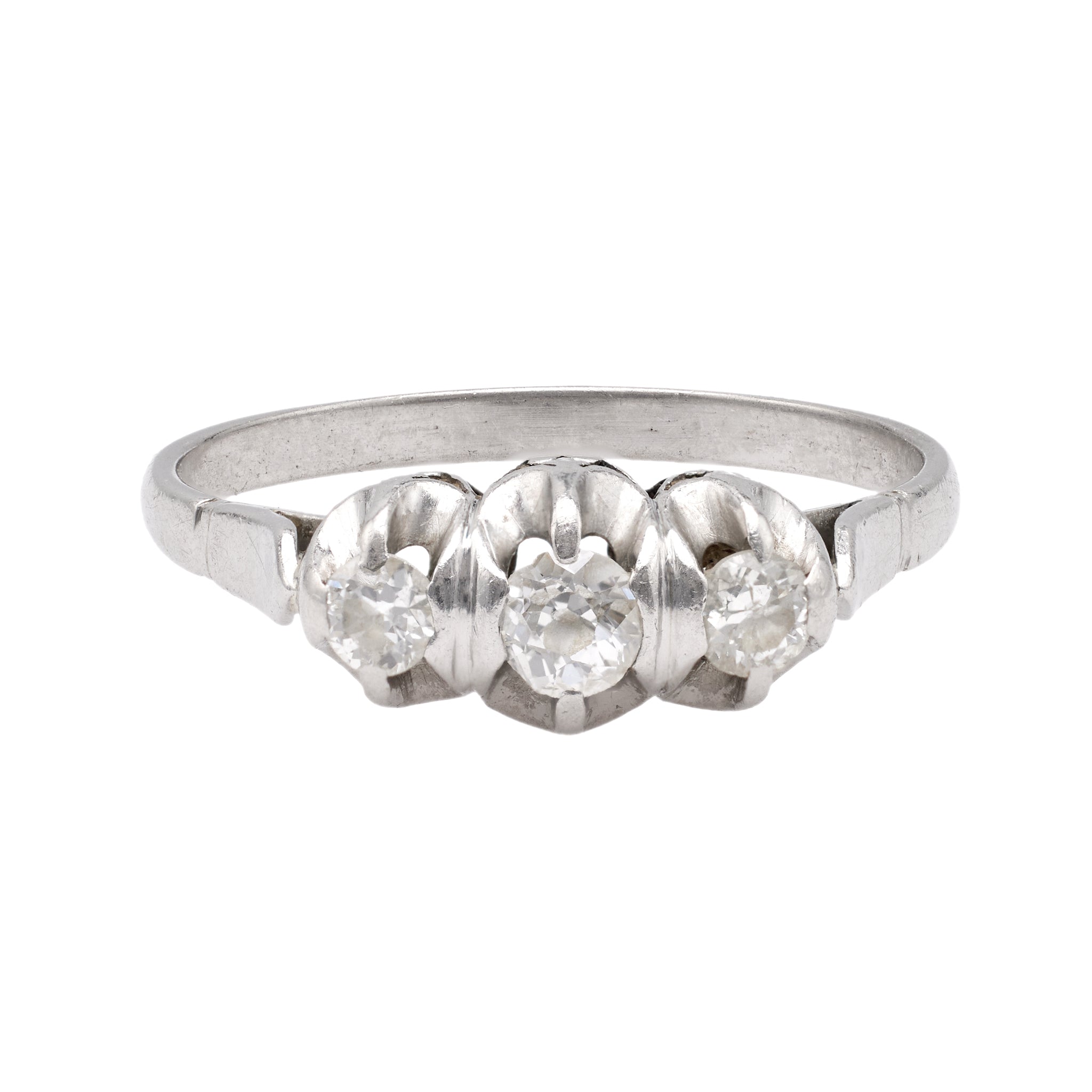 Art Deco Diamond Platinum Three Stone Ring Rings Jack Weir & Sons   