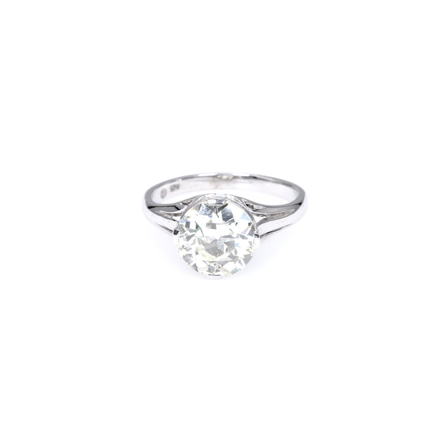 Art Deco GIA 2.19 Carat Old European Cut Diamond Platinum Solitaire Ring