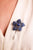 Mid-Century 33 Carat Cabochon Sapphire Diamond 18K White Gold Flower Brooch Brooches Jack Weir & Sons   