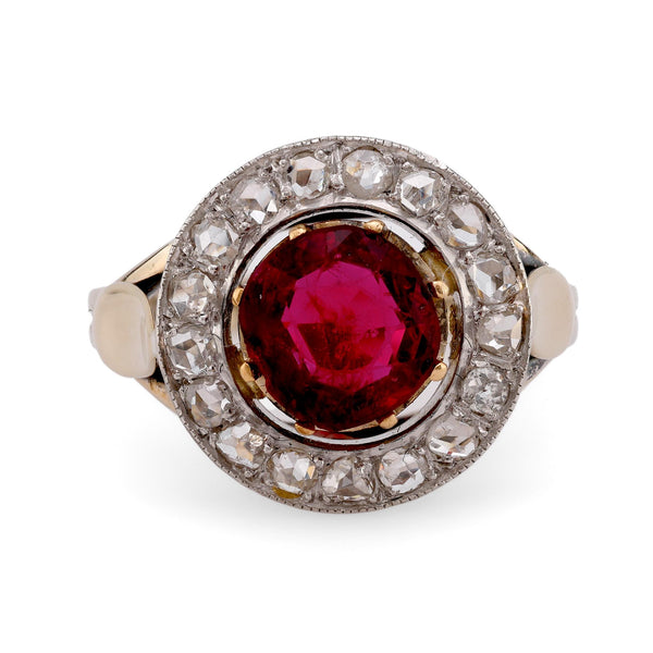 French Belle Époque Spinel Diamond 18K Yellow and White Gold Target Ring  Jack Weir & Sons   