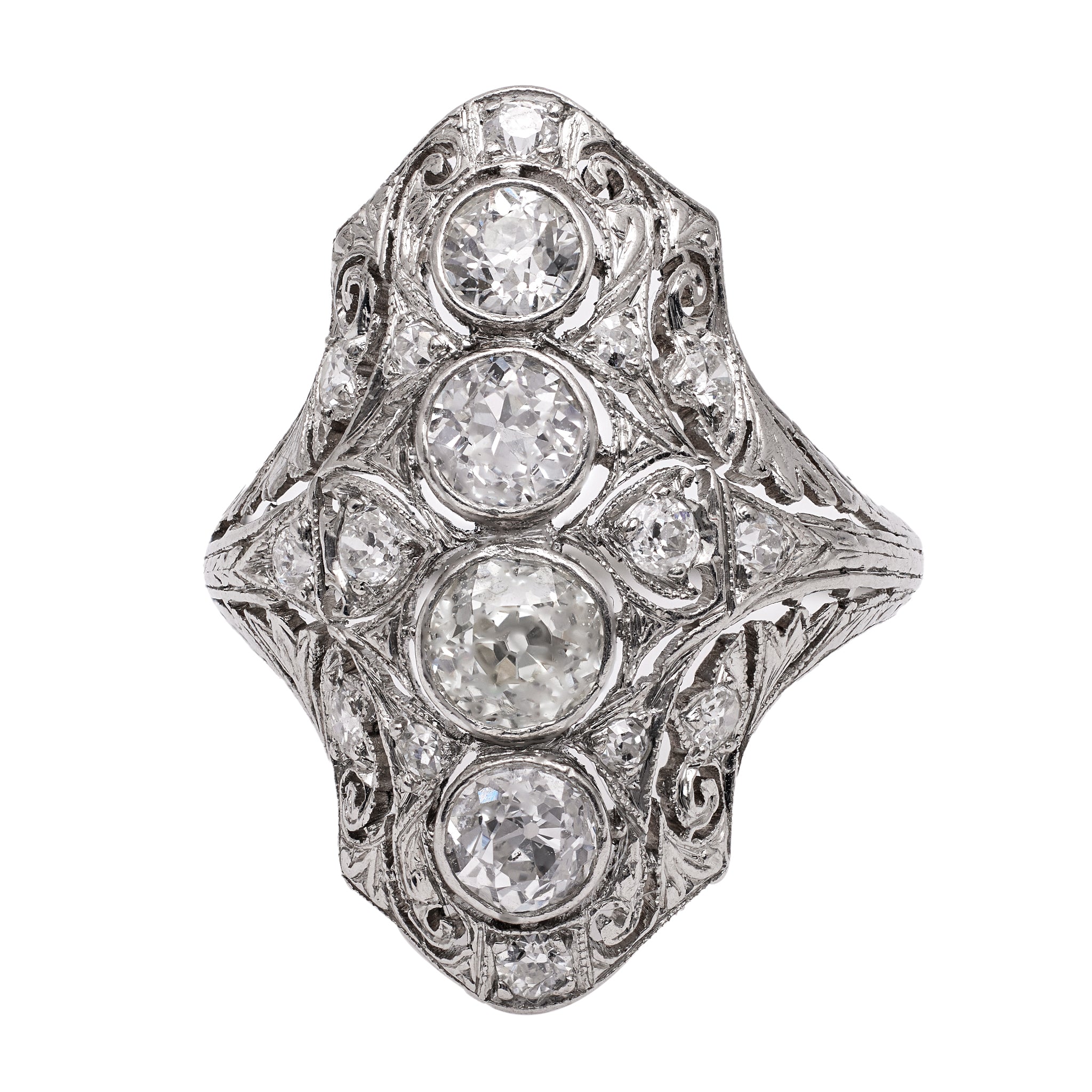 Art Deco Diamond Platinum Dinner Ring Rings Jack Weir & Sons   