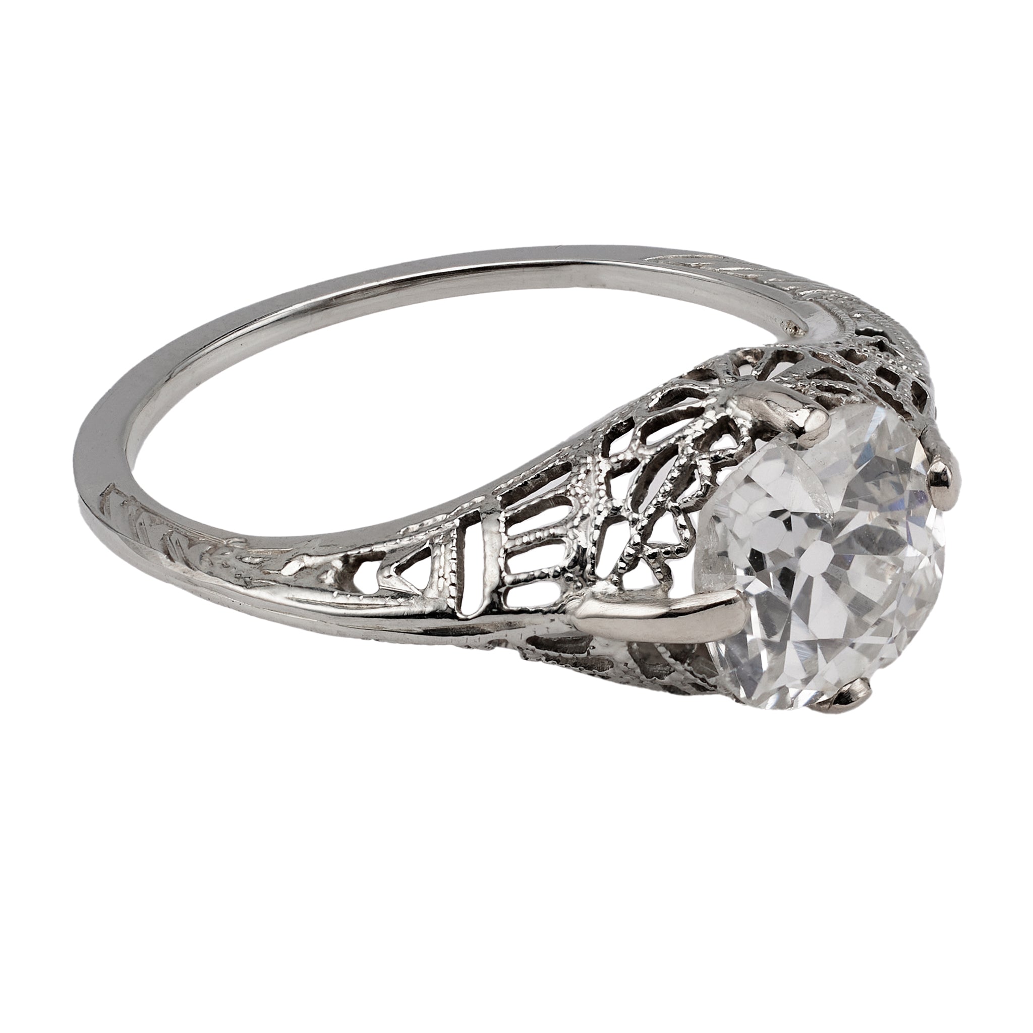 Art Deco GIA 1.68 Carat Old Mine Cut Diamond Ring Rings Jack Weir & Sons   