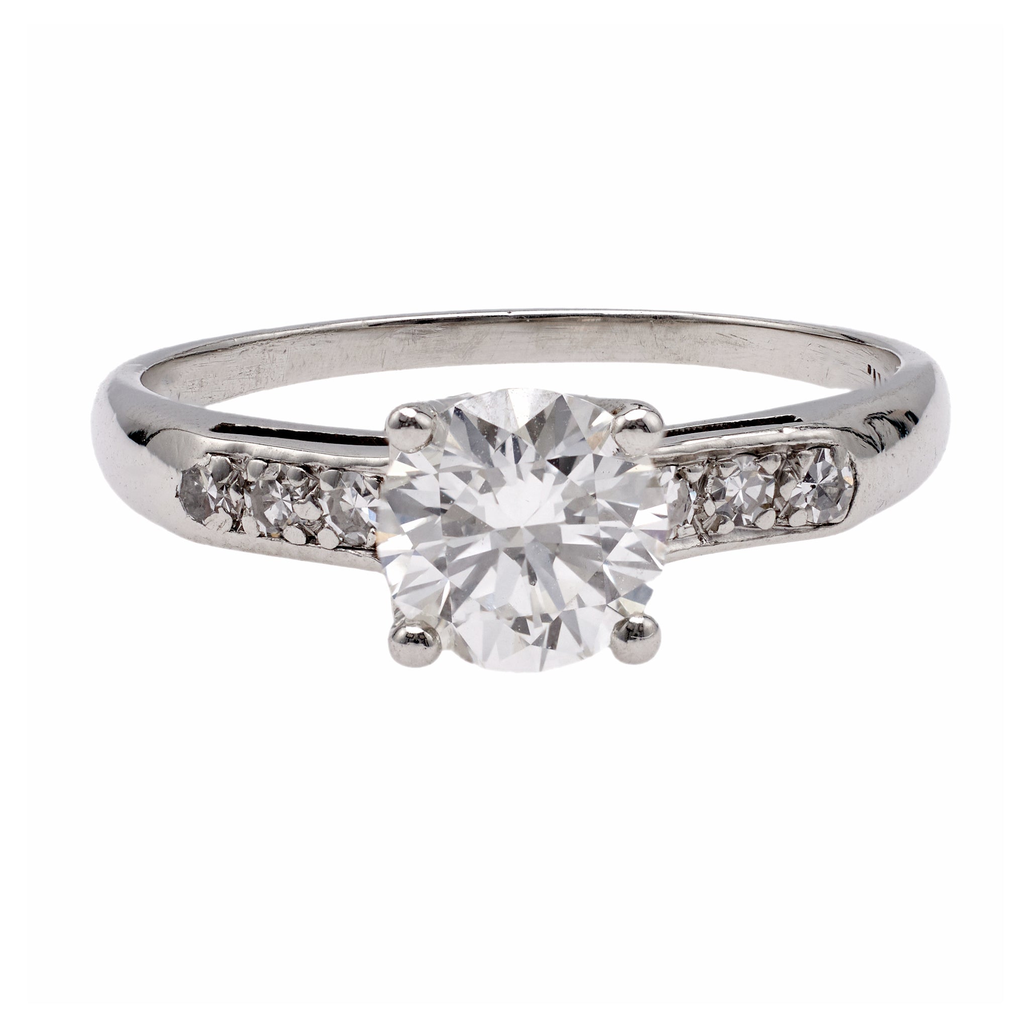 Art Deco GIA 0.94 Carat Round Brilliant Cut Diamond Platinum Ring Rings Jack Weir & Sons   