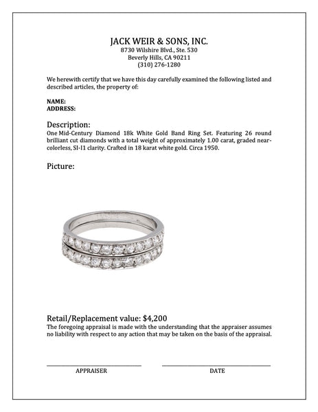 Mid-Century Diamond 18k White Gold Band Ring Set Rings Jack Weir & Sons   