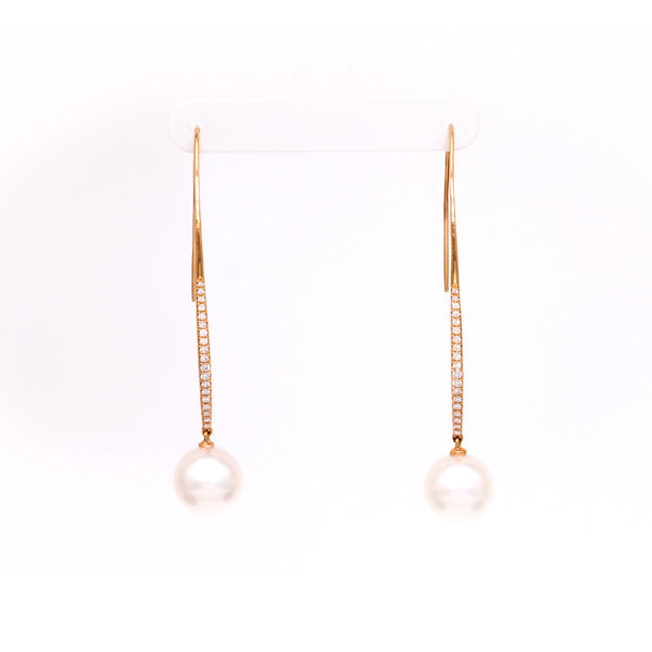Pearl and Diamond 18k Rose Gold Earrings