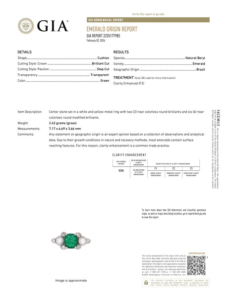Art Deco GIA 2.42 Carat Brazilian Emerald and Diamond Silver Ring Rings Jack Weir & Sons   