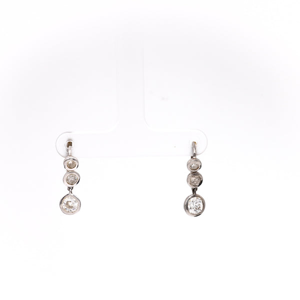 Art Deco Diamond Platinum Drop Earrings