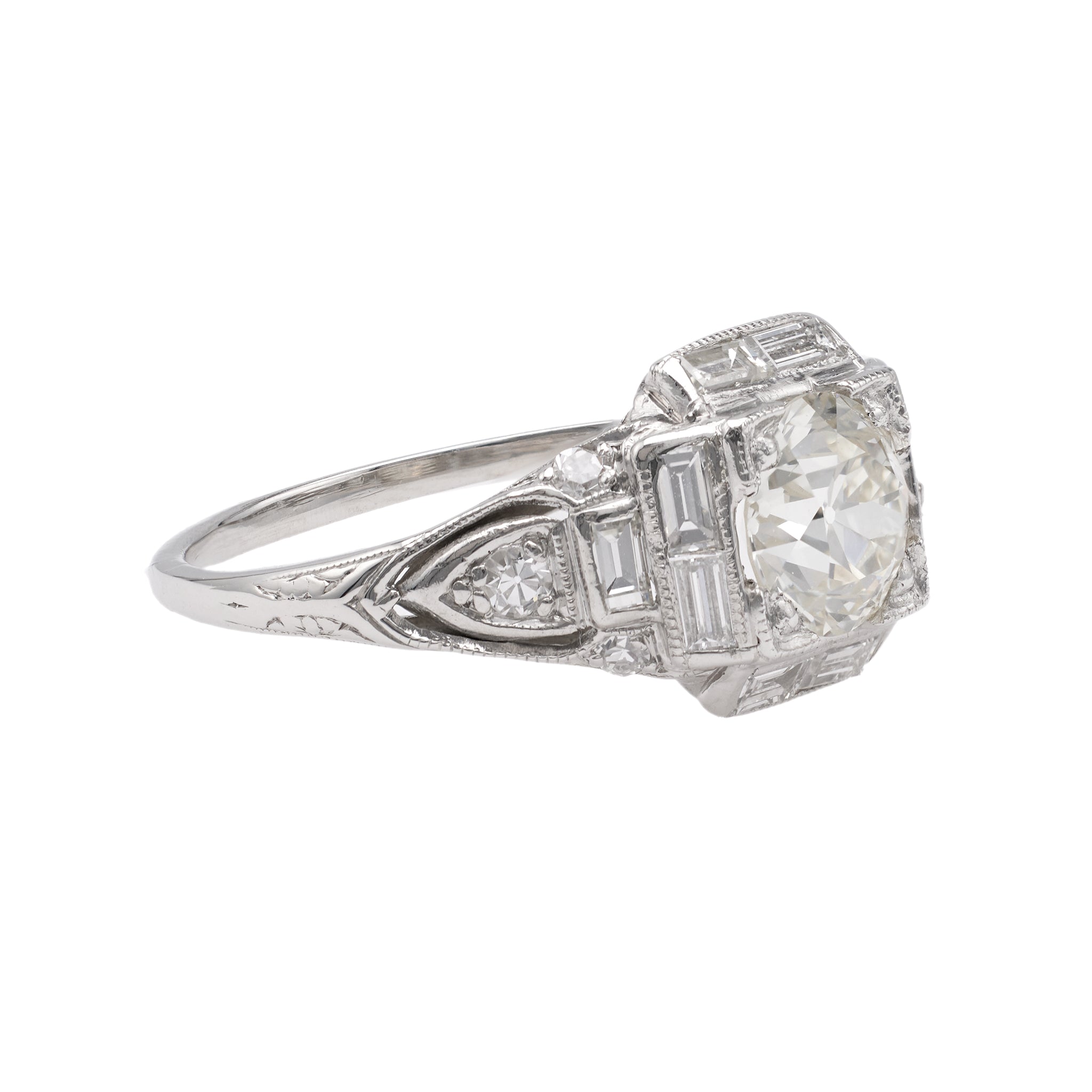 Art Deco GIA 1.04 Carat Old European Cut Diamond Platinum Ring Rings Jack Weir & Sons   