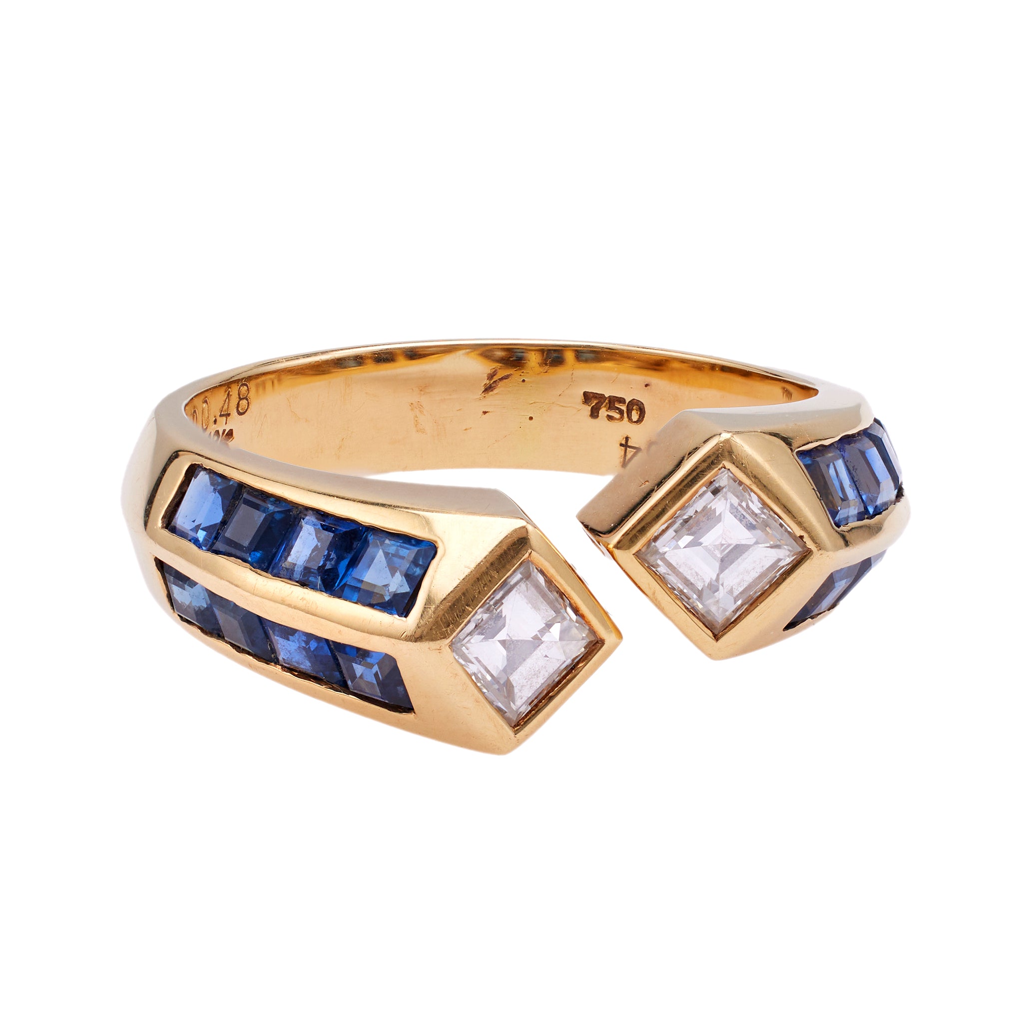 Vintage Diamond and Sapphire 18k Yellow Gold Ring Rings Jack Weir & Sons   