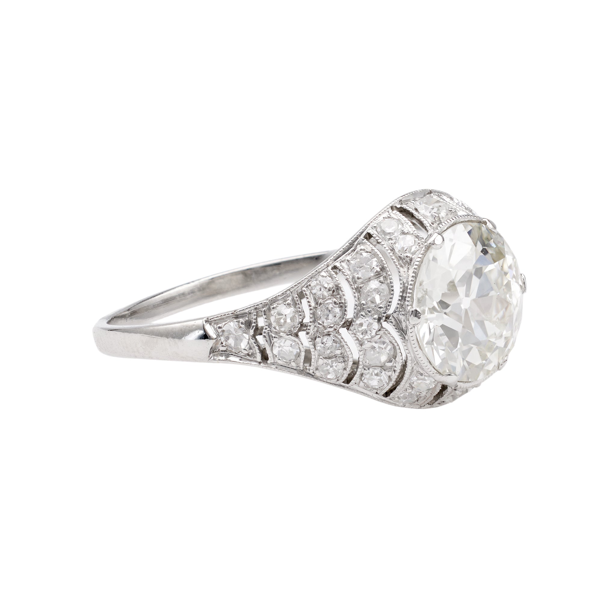 Vintage Art Deco Inspired Polish GIA 1.82 Carat Old European Cut Diamond Platinum Ring Rings Jack Weir & Sons   