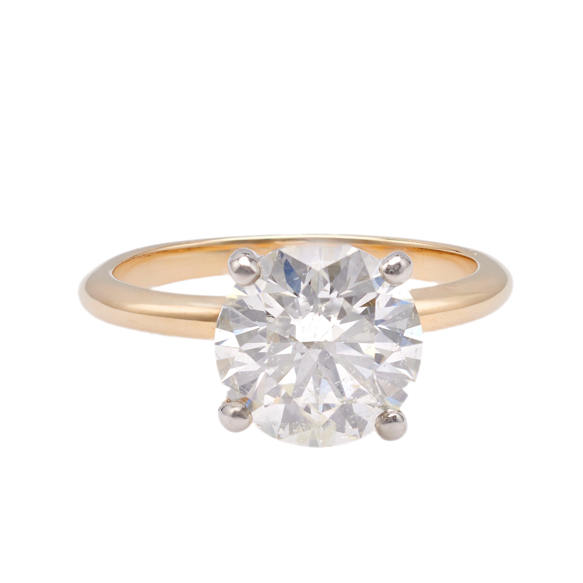 GIA 3.01 Carat Round Brilliant Cut Diamond 14k Yellow Gold Platinum Invisible Halo Ring Rings Jack Weir & Sons   