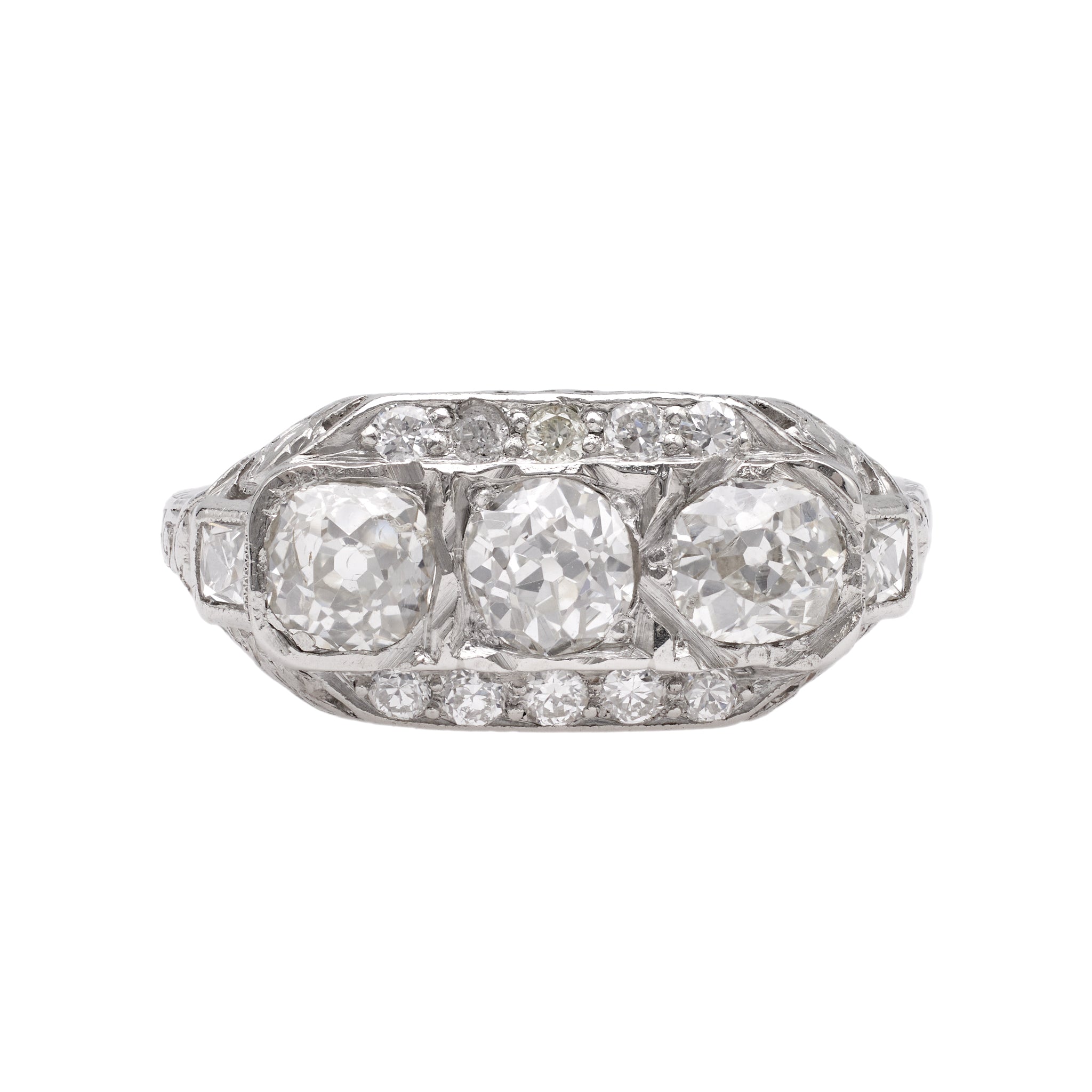 Art Deco Old Mine Cut Diamond Platinum Ring Rings Jack Weir & Sons   