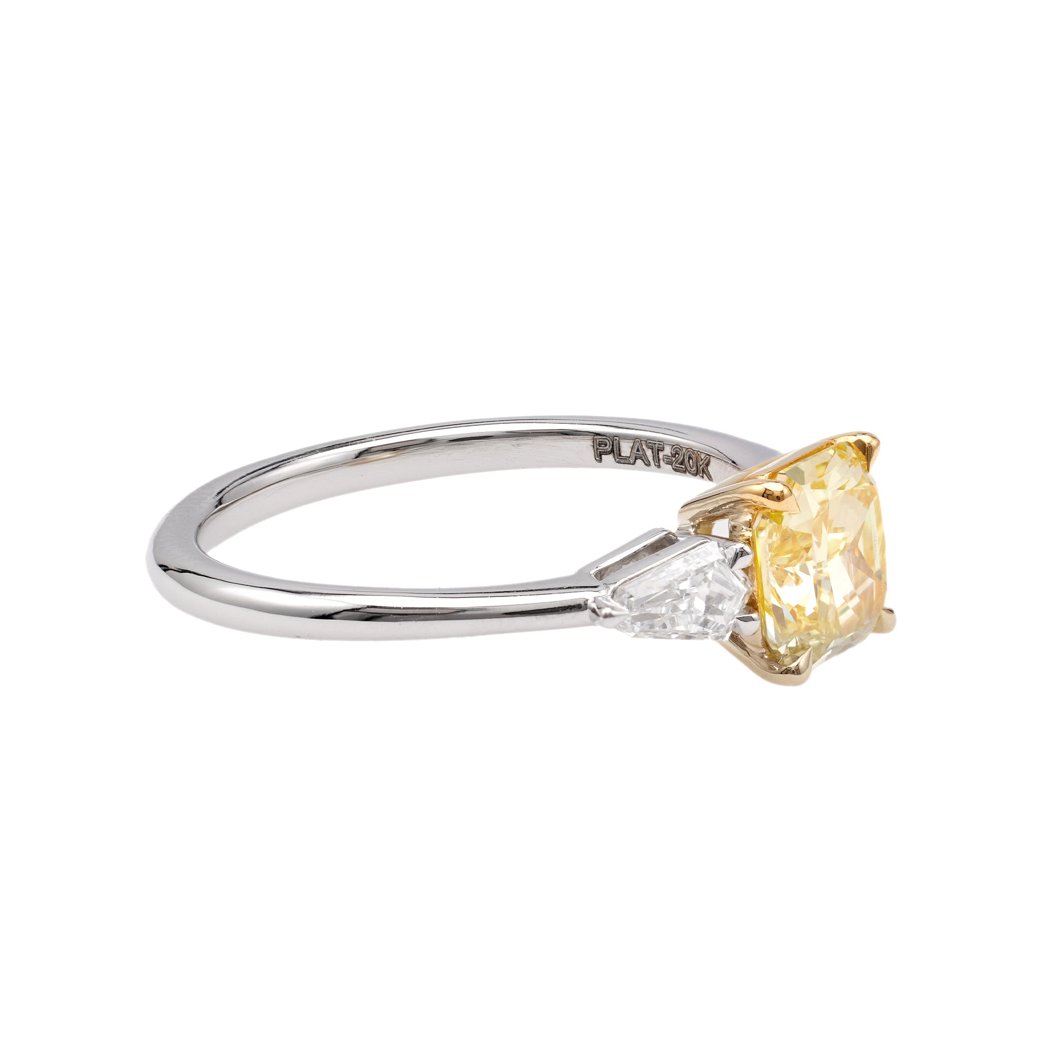 GIA 1.10 Carat Fancy Vivid Yellow Radiant Cut Diamond Platinum 20k Yellow Gold Ring Rings Jack Weir & Sons   