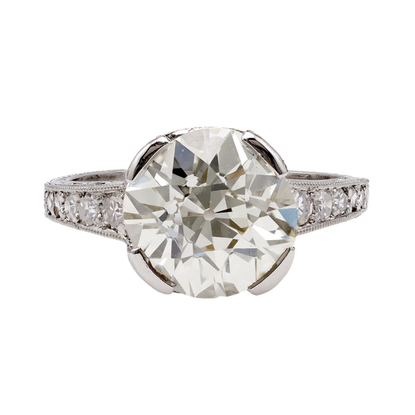 Art Deco GIA 3.35 Carat Old Mine Cut Diamond Ring Rings Jack Weir & Sons   