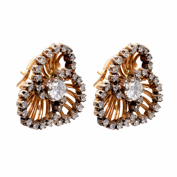 Mid-Century Diamond 18k Yellow Gold Earrings Earrings Jack Weir & Sons   