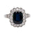 Art Deco Inspired 3.11 Carat Sapphire and Diamond Platinum Cluster Ring Rings Jack Weir & Sons   