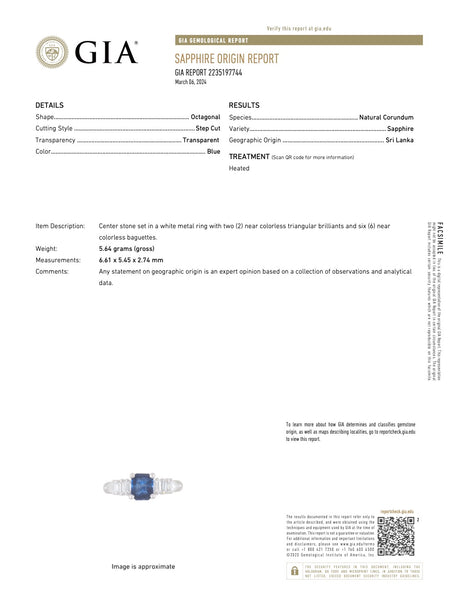 GIA 0.97 Carat Ceylon Sapphire Diamond Platinum Ring Rings Jack Weir & Sons   