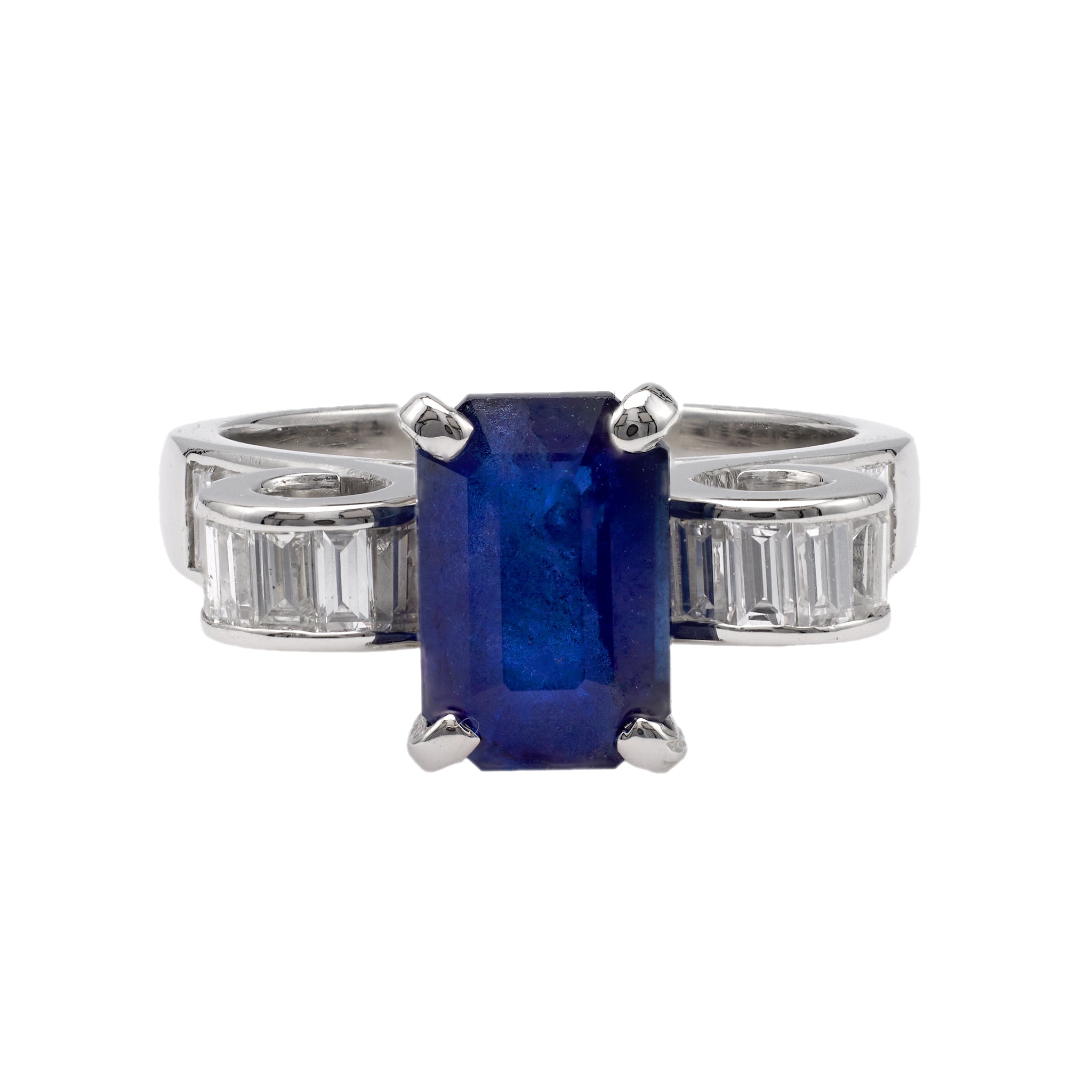 Vintage GIA Sapphire Diamond Platinum Ring Rings Jack Weir & Sons   