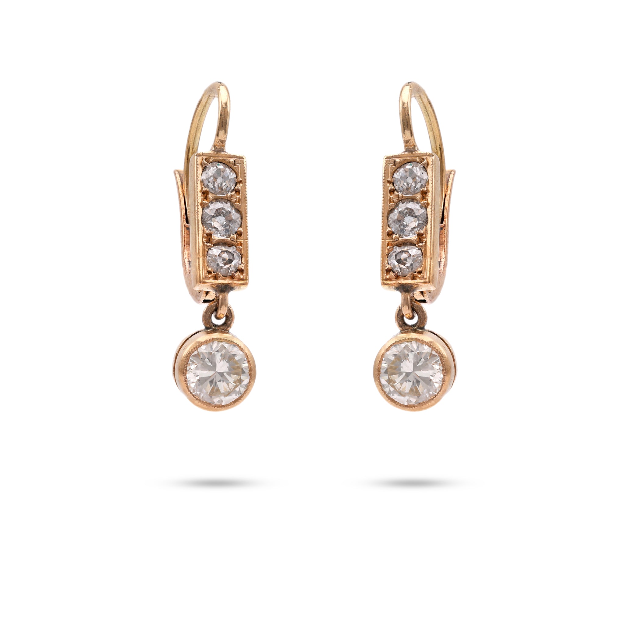 Antique Inspired Diamond 18k Yellow Gold Drop Earrings – Jack Weir & Sons