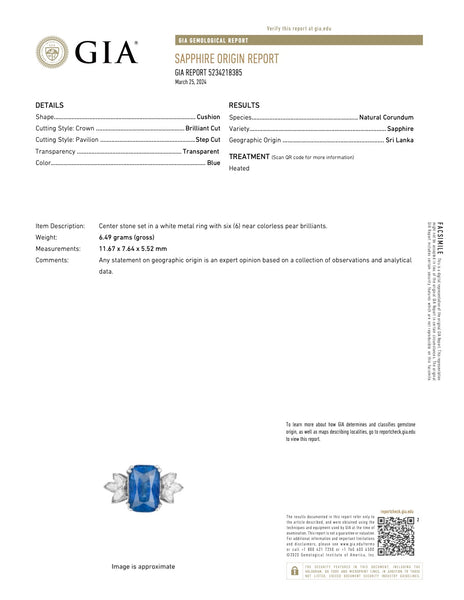 Mid-Century GIA 5.17 Carat Sapphire Diamond Platinum Ring Rings Jack Weir & Sons   