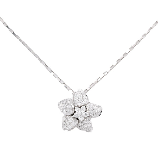 Modern Diamond Platinum Flower Necklace  Jack Weir & Sons   