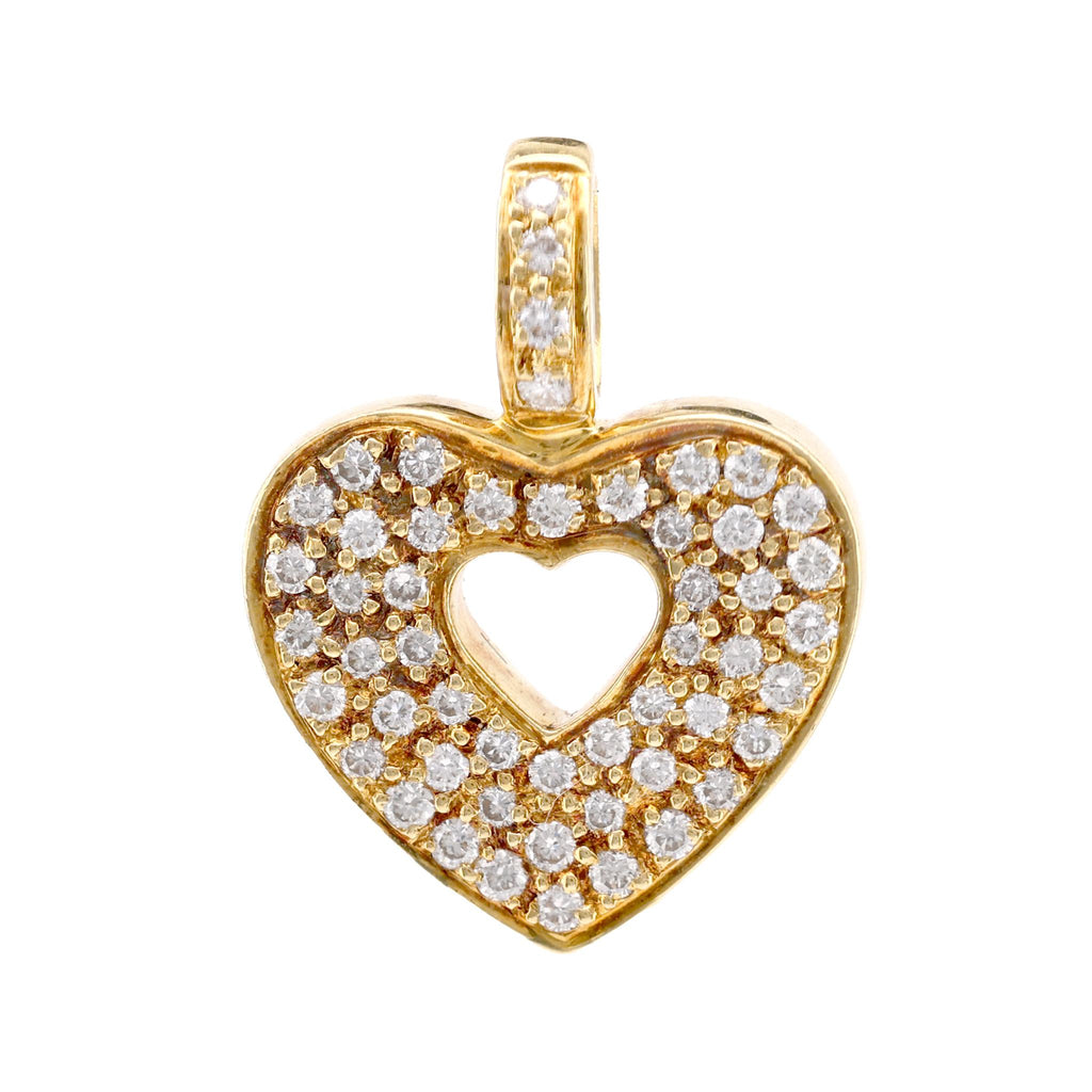 Maison Poiray French Vintage Diamond 18K Yellow Gold Heart Pendant Necklaces Poiray   