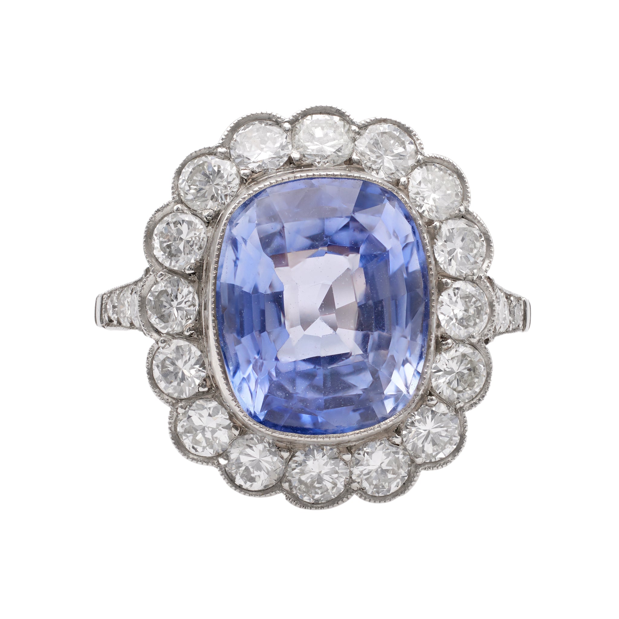 Art Deco Inspired Sapphire and Diamond Platinum Ring Rings Jack Weir & Sons   