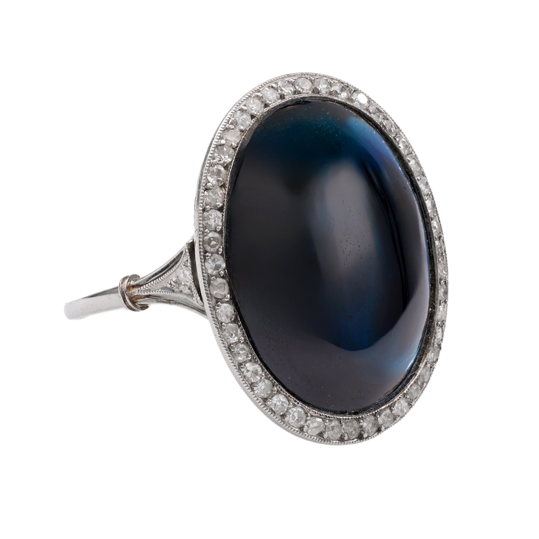 Art Deco Inspired Sapphire Diamond Platinum Ring Rings Jack Weir & Sons   