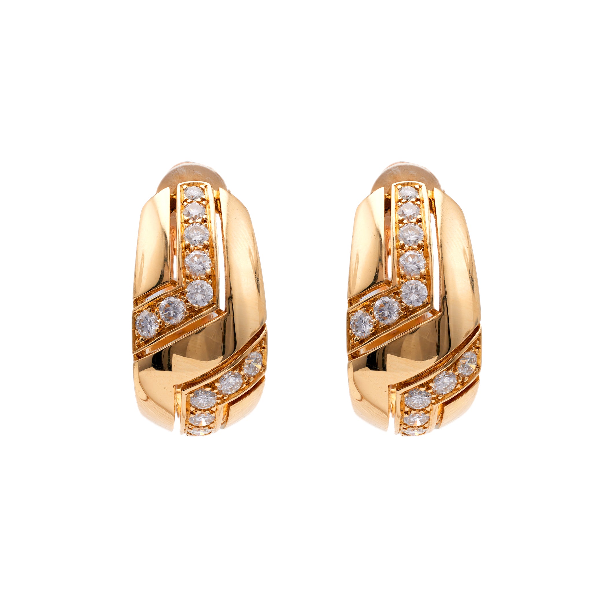 Pair of Vintage Cartier French Diamond 18k Yellow Gold Clip On Earrings Earrings Jack Weir & Sons   