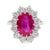 Vintage GIA 4.26 Carat Ruby Diamond 18k White Gold Cluster Ring Rings Jack Weir & Sons   