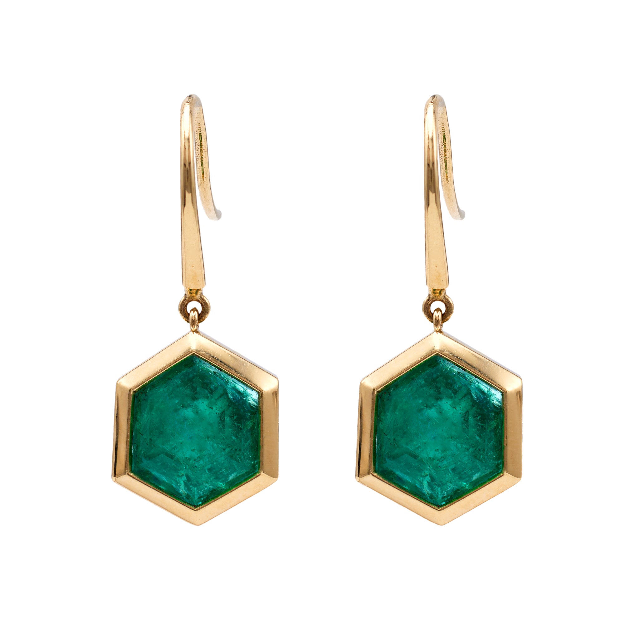 Emerald 18k Yellow Gold Drop Earrings Earrings Jack Weir & Sons   