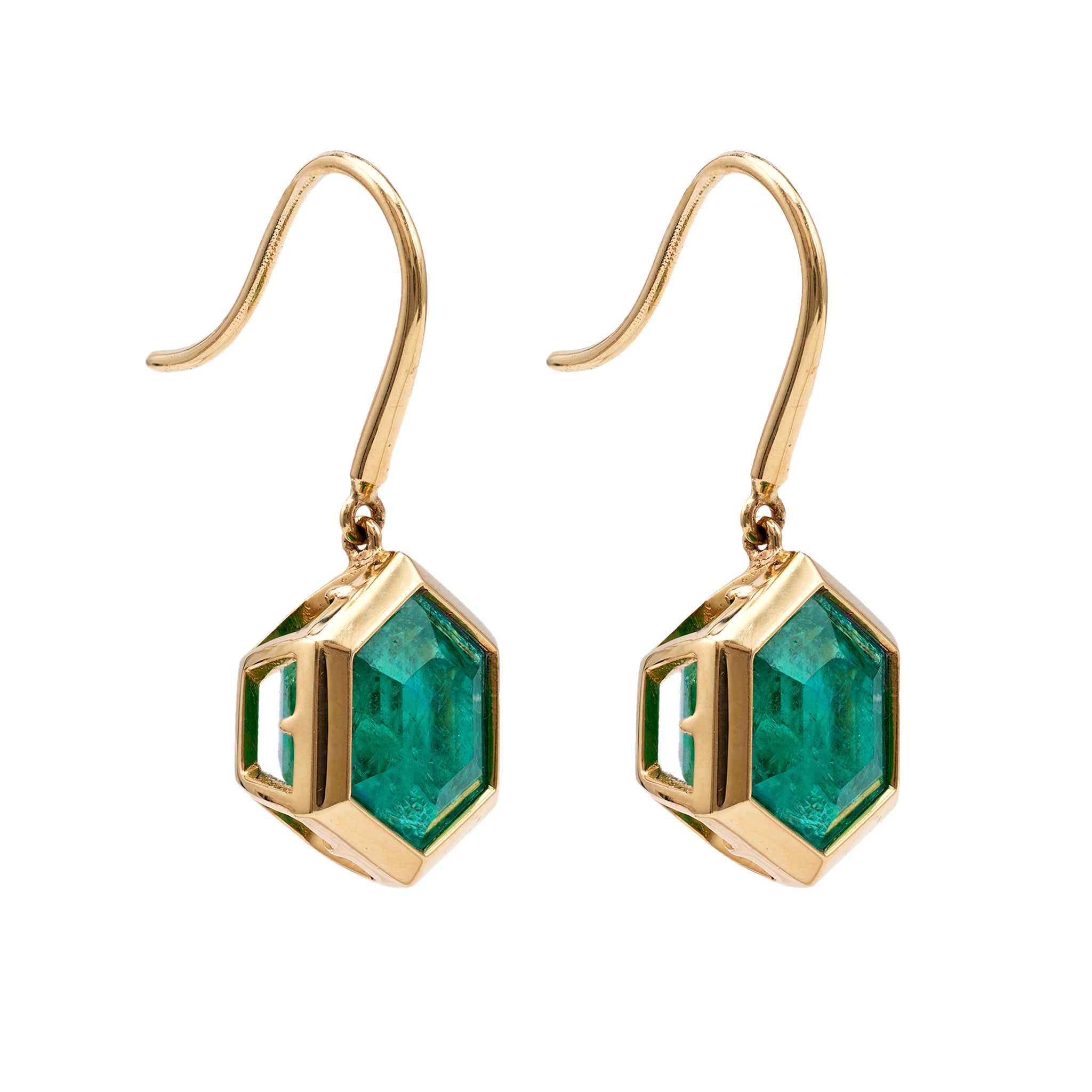 Emerald 18k Yellow Gold Drop Earrings Earrings Jack Weir & Sons   