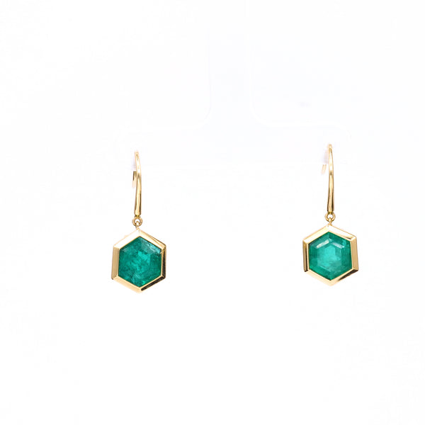 Emerald 18k Yellow Gold Drop Earrings