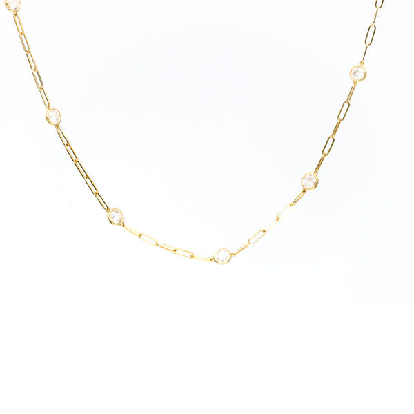 14k Yellow Gold Diamonds By The Yard Paperclip Necklace