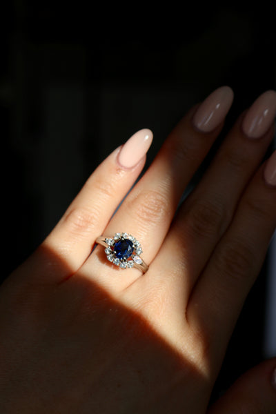 0.89 Carat Sapphire Diamond Platinum Ring Rings Jack Weir & Sons   