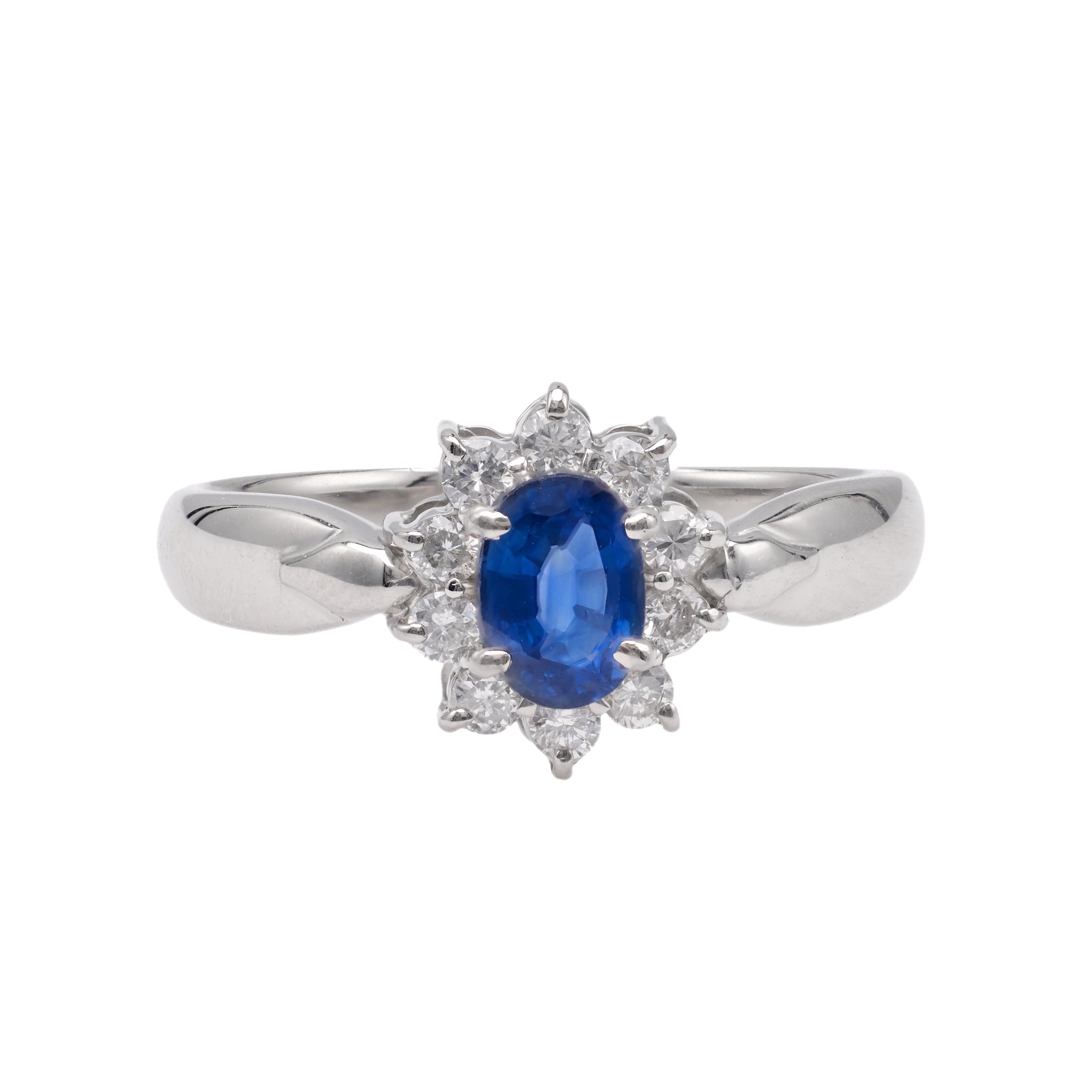 Sapphire Diamond Platinum Cluster Ring Rings Jack Weir & Sons   