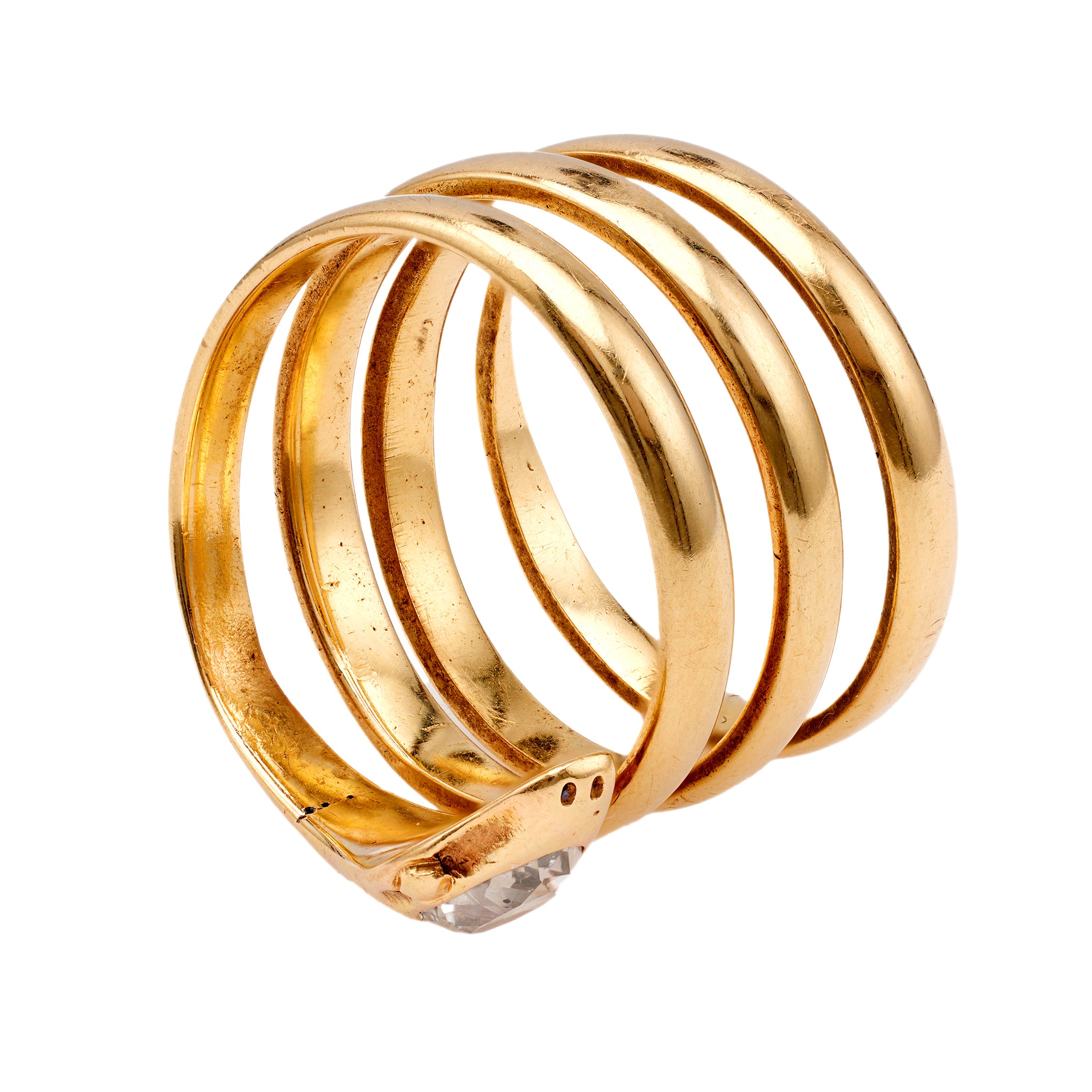 Edwardian Diamond 18k Yellow Gold Snake Wrap Ring Rings Jack Weir & Sons   