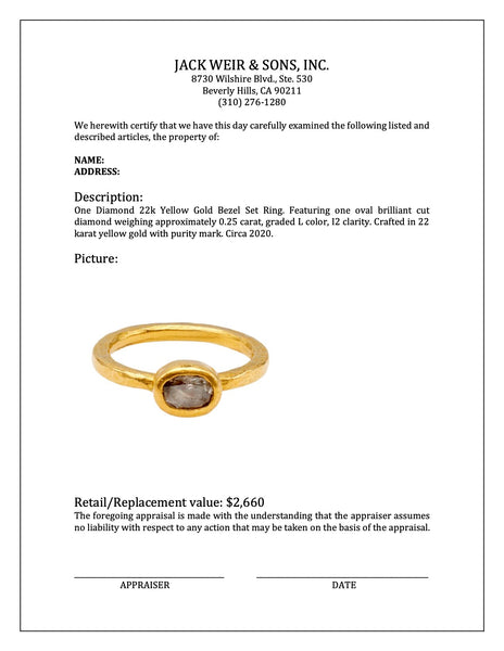 Diamond 22k Yellow Gold Bezel Set Ring Rings Jack Weir & Sons   