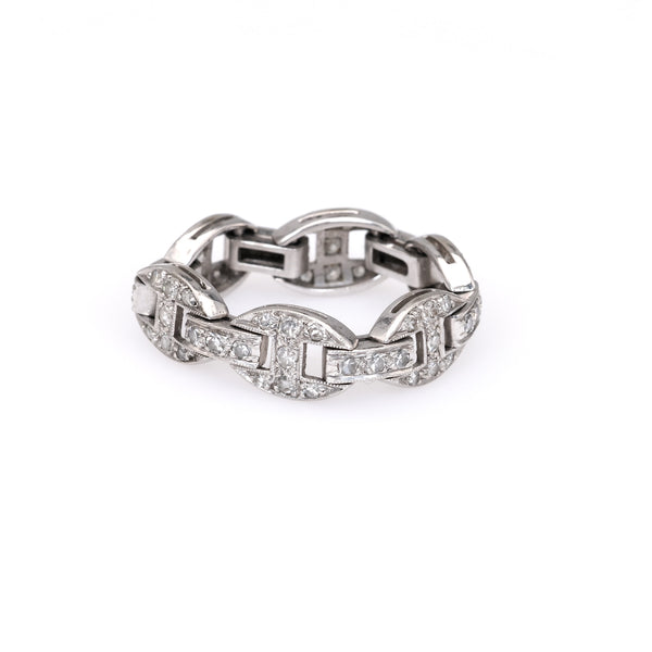 Art Deco Diamond Platinum Flexible Ring