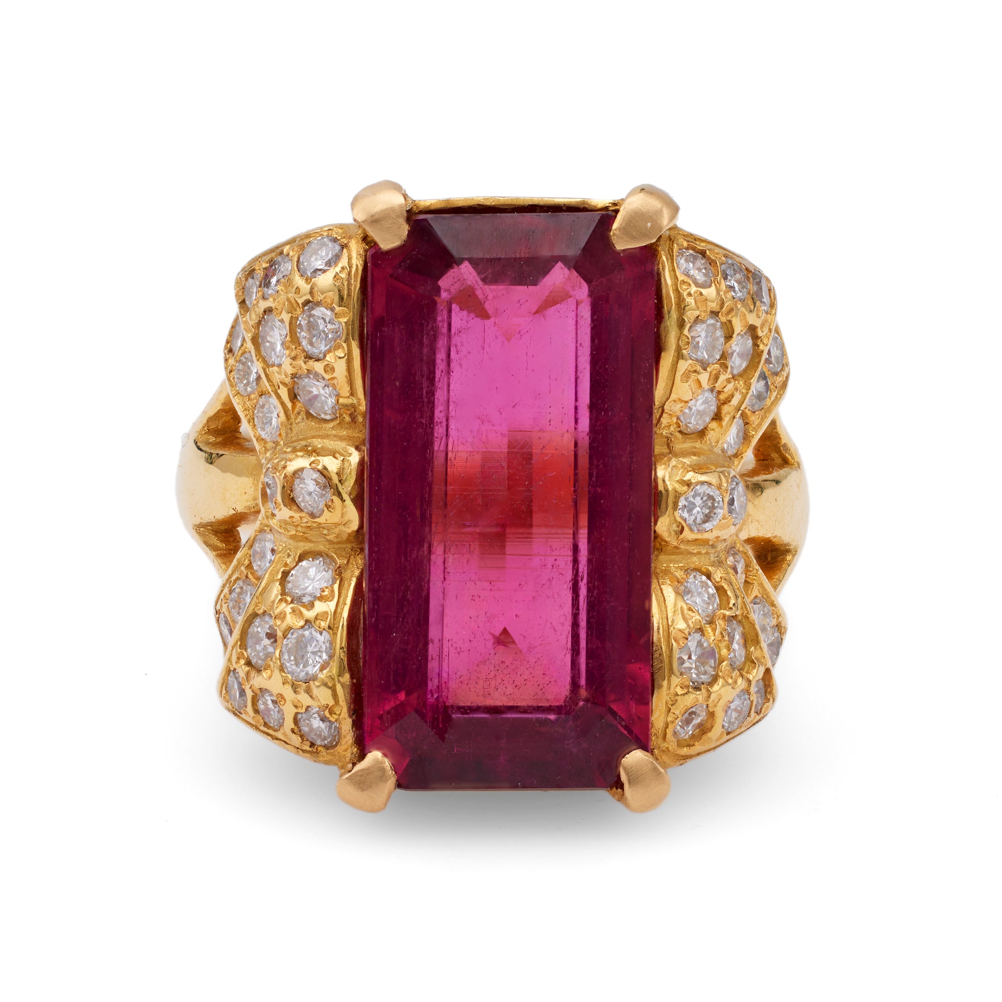 Rubellite Diamond 18k Yellow Gold Ring Rings Jack Weir & Sons   