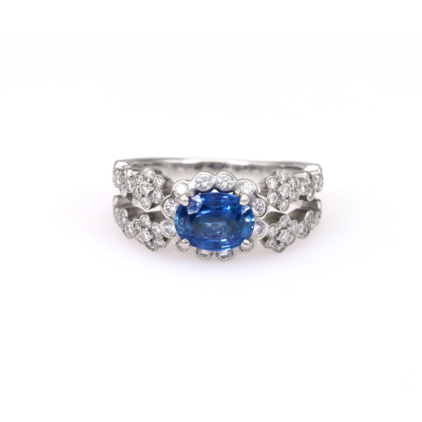 1.59 Carat Sapphire and Diamond Platinum Ring