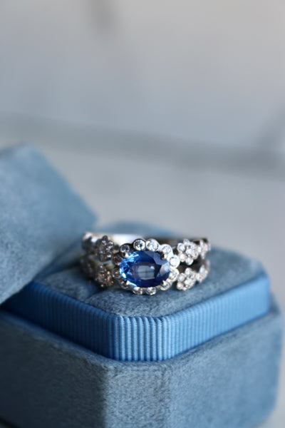 1.59 Carat Sapphire and Diamond Platinum Ring Rings Jack Weir & Sons   