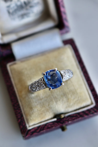 Vintage Sapphire Diamond Platinum Ring Rings Jack Weir & Sons   