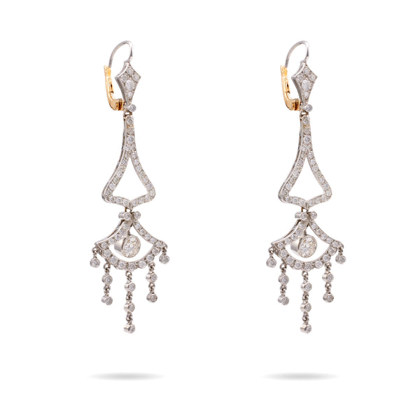 Pair of Art Deco Inspired Diamond Platinum Chandelier Earrings Earrings Jack Weir & Sons   