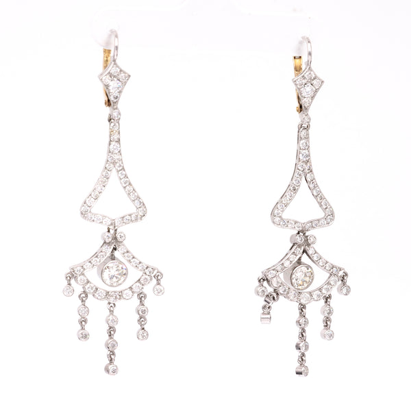 Pair of Art Deco Inspired Diamond Platinum Chandelier Earrings