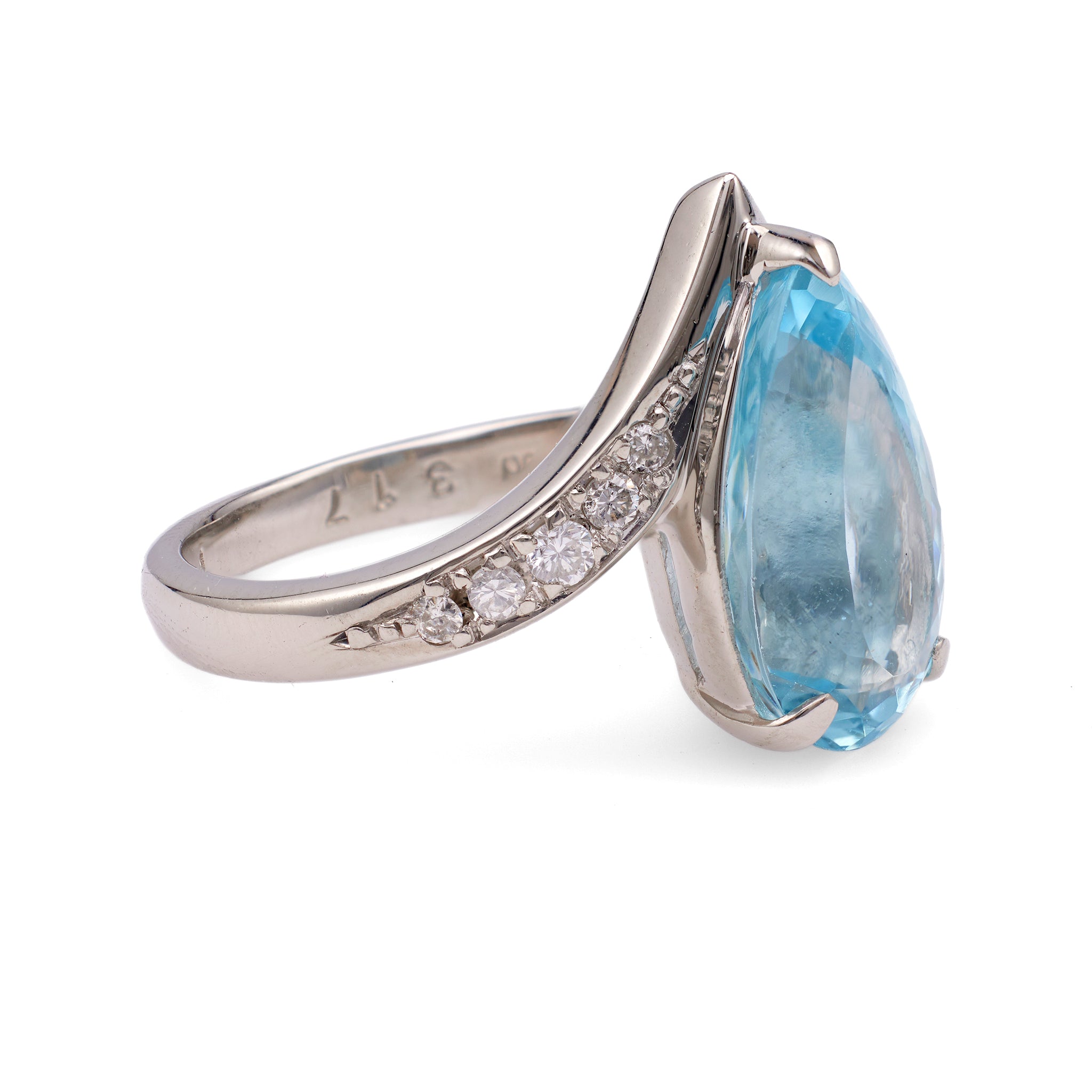 Vintage Aquamarine Diamond Platinum Ring Rings Jack Weir & Sons   