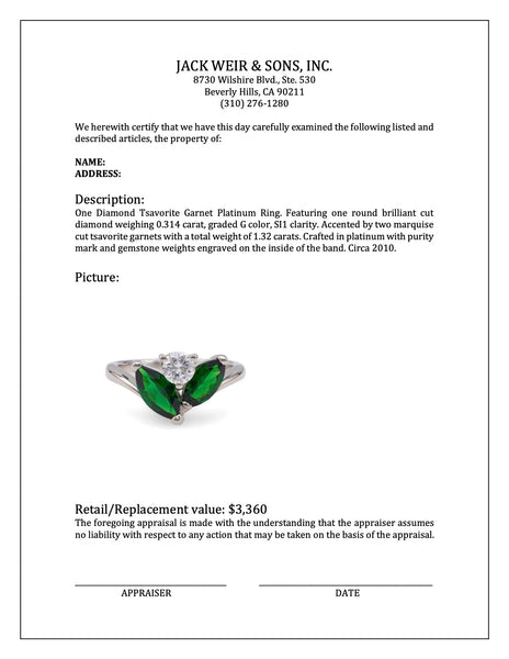 Diamond Tsavorite Garnet Platinum Ring Rings Jack Weir & Sons   