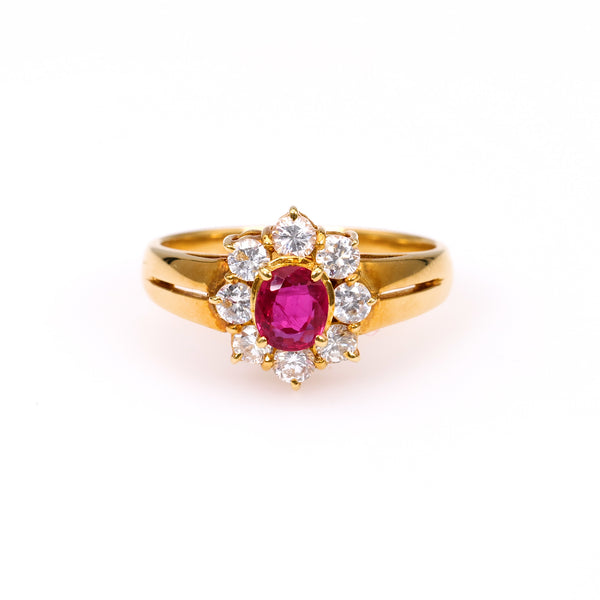 Ruby Diamond 18k Yellow Gold Ring