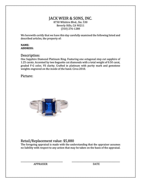 Sapphire Diamond Platinum Ring Rings Jack Weir & Sons   